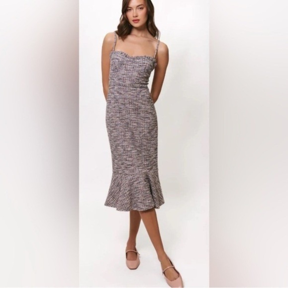 NWT Hutch Selene Tweed Midi Dress Sweetheart‎ Neckline Size 12